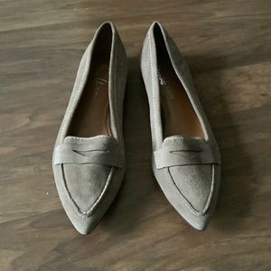 Franco Sarto Suede Loafers with white stitches